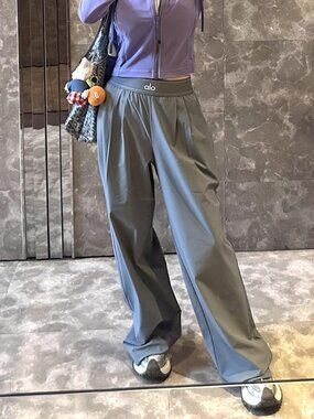 Brand New🛒ALO Yoga Steel Grey Wide Leg Trouser 30" Inseam Regular💫